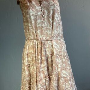 INTERMIX Cream and Pink Paisley Silk Dress Size 4